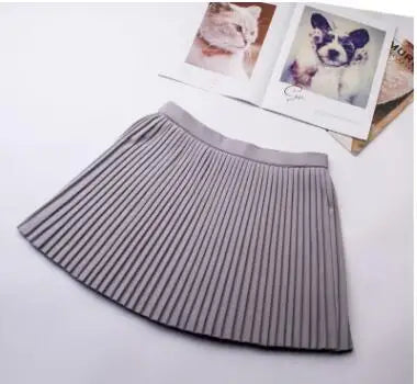 Pleated Skirts for Girls Gray Solid Color High Waist Child Toddler Petticoat High Quality Princess Ball Gown School Girl Skirts
