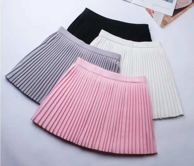 Pleated Skirts for Girls Gray Solid Color High Waist Child Toddler Petticoat High Quality Princess Ball Gown School Girl Skirts