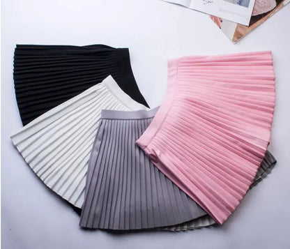 Pleated Skirts for Girls Gray Solid Color High Waist Child Toddler Petticoat High Quality Princess Ball Gown School Girl Skirts